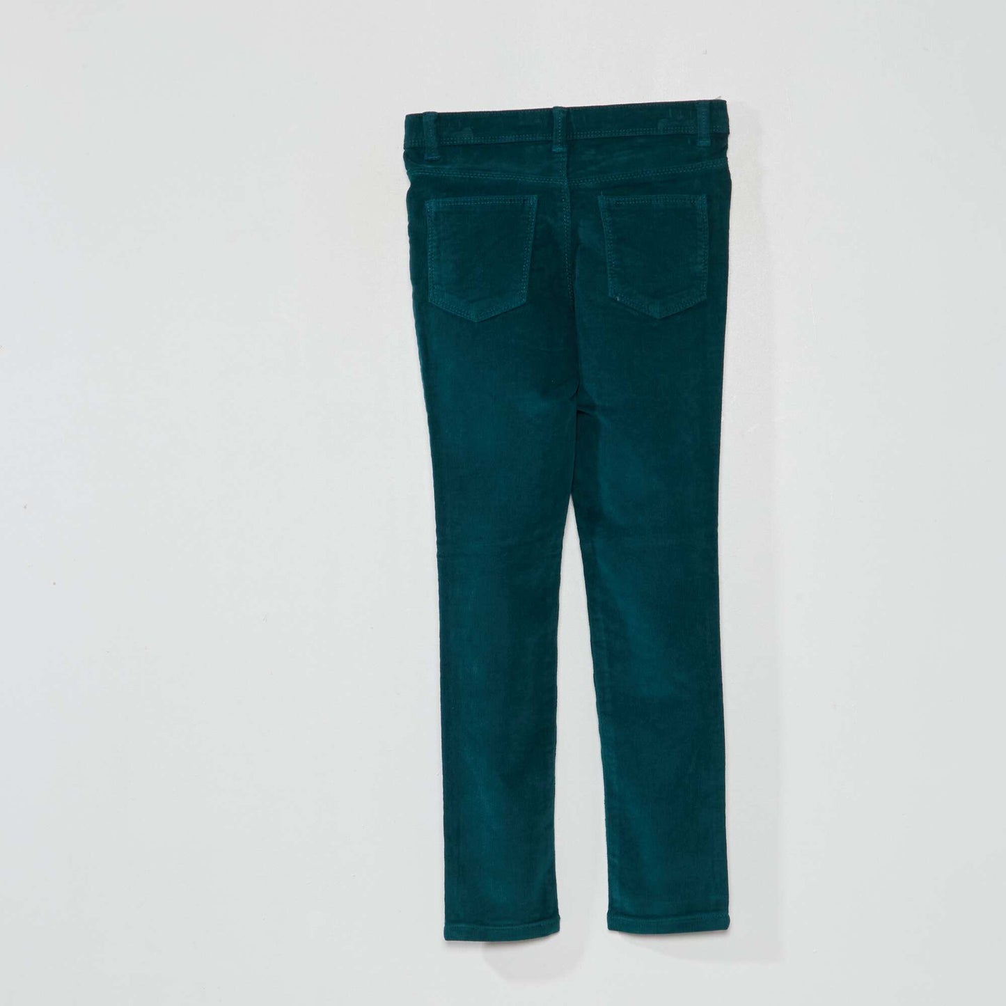 Plain velour skinny trousers green