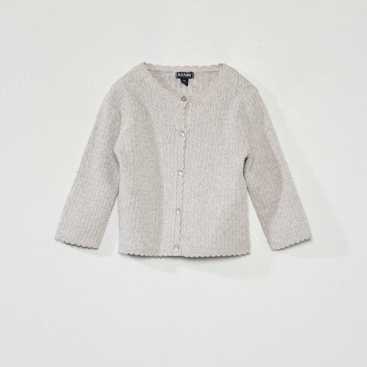 Decorative-knit cardigan BEIGE