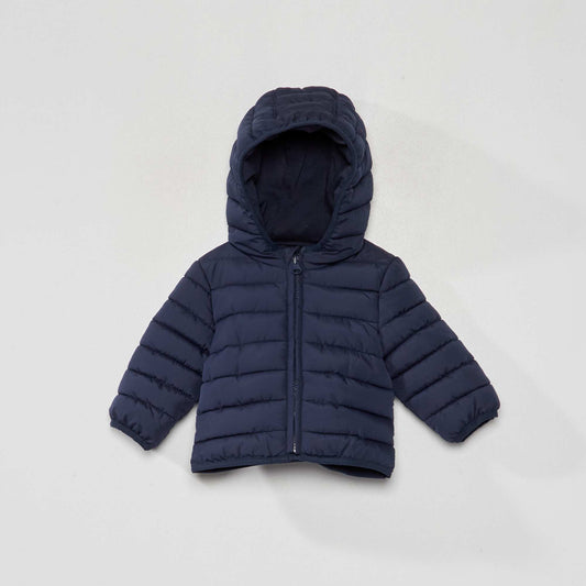 Block colour padded jacket blue