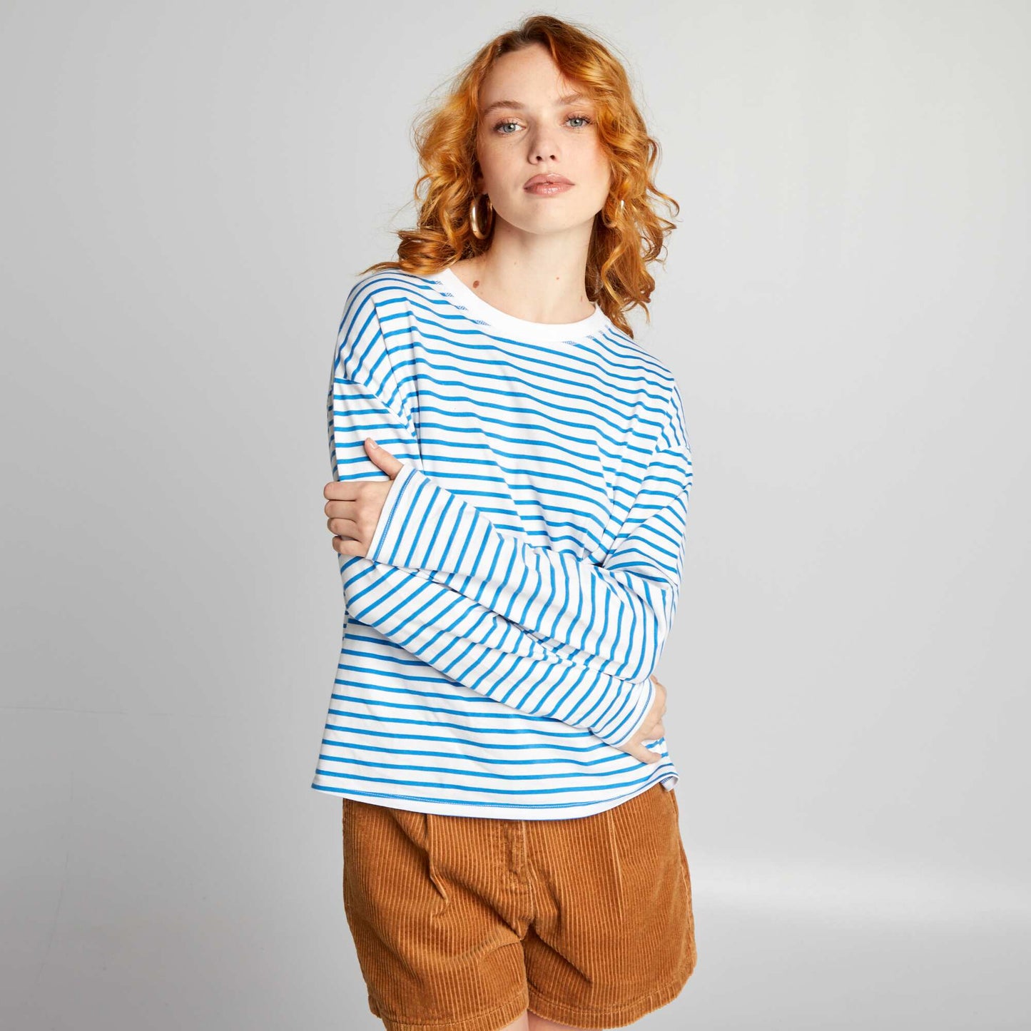 Jersey fabric Breton T-shirt White