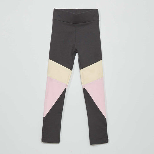 Long colour block leggings dark grey