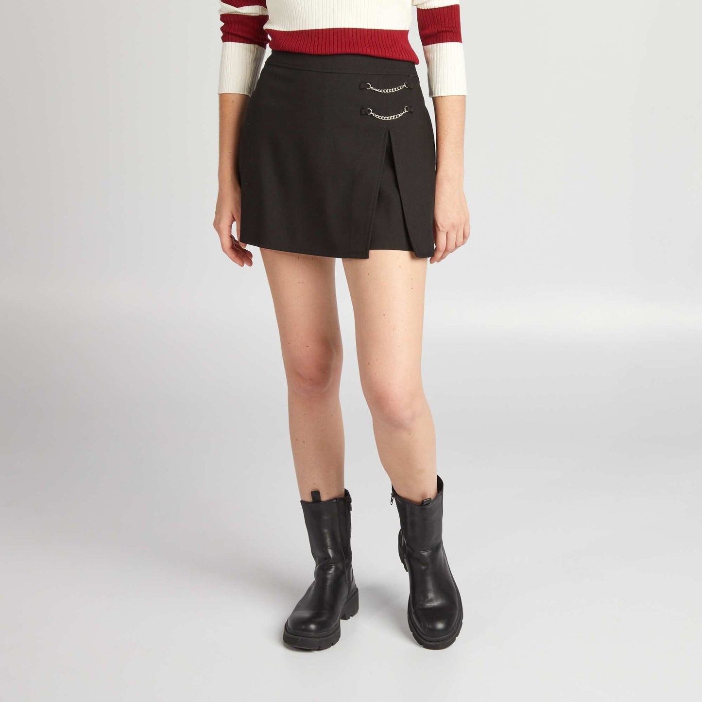 Striped skort Black