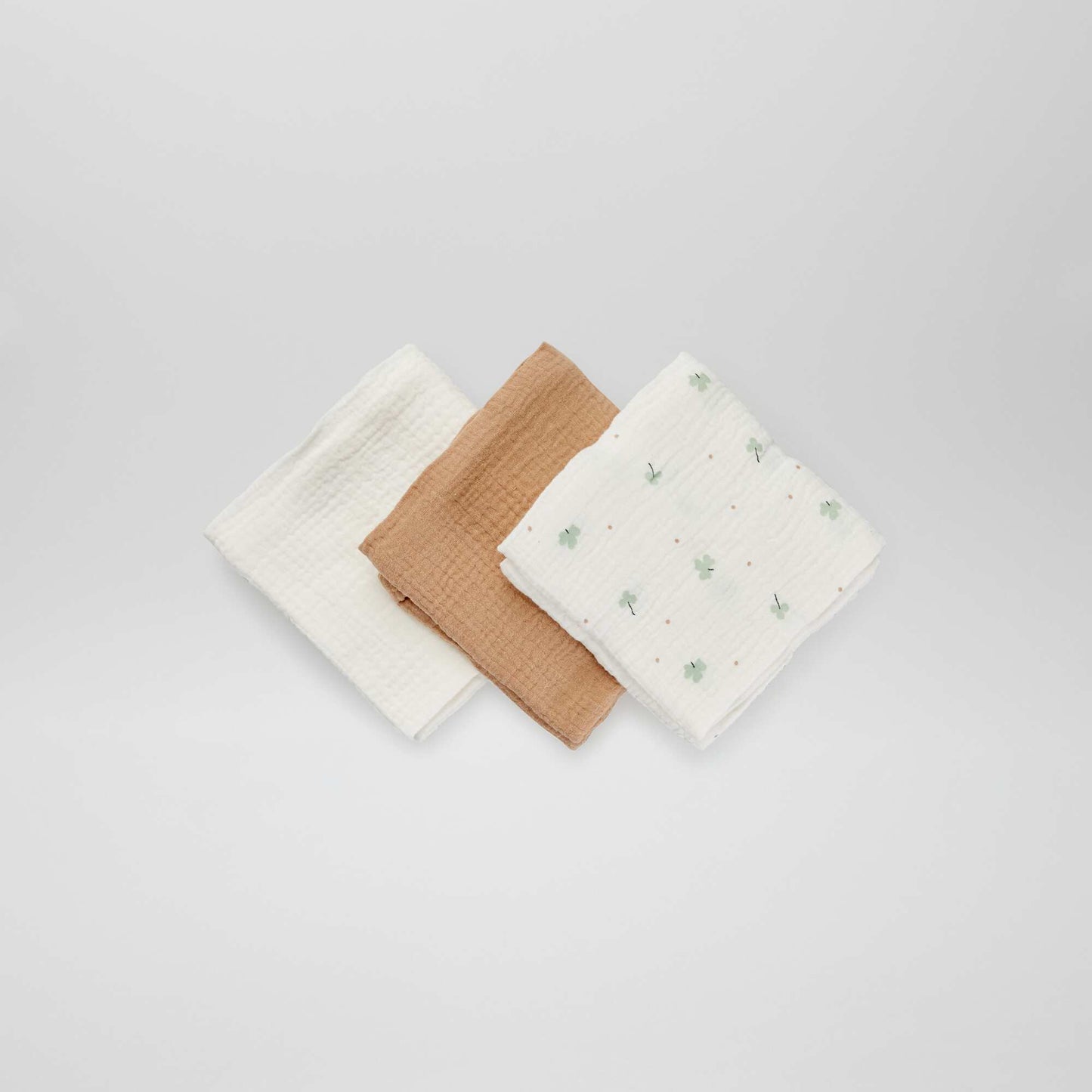 Pack of 3 cotton gauze squares WHITE