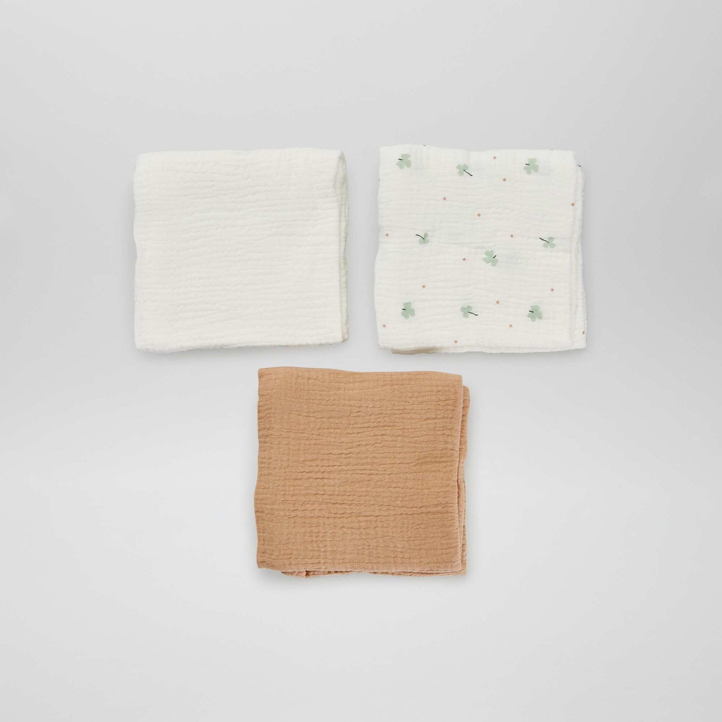 Pack of 3 cotton gauze squares WHITE