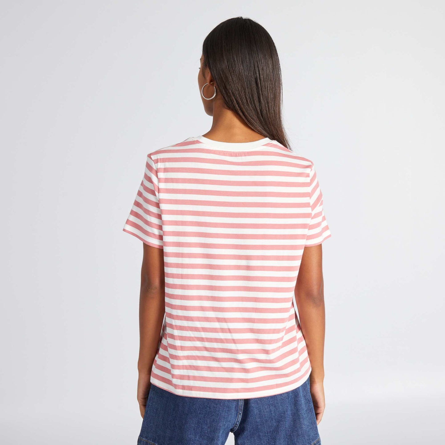 Striped printed T-shirt PINK