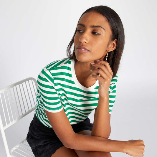 Striped printed T-shirt GREEN