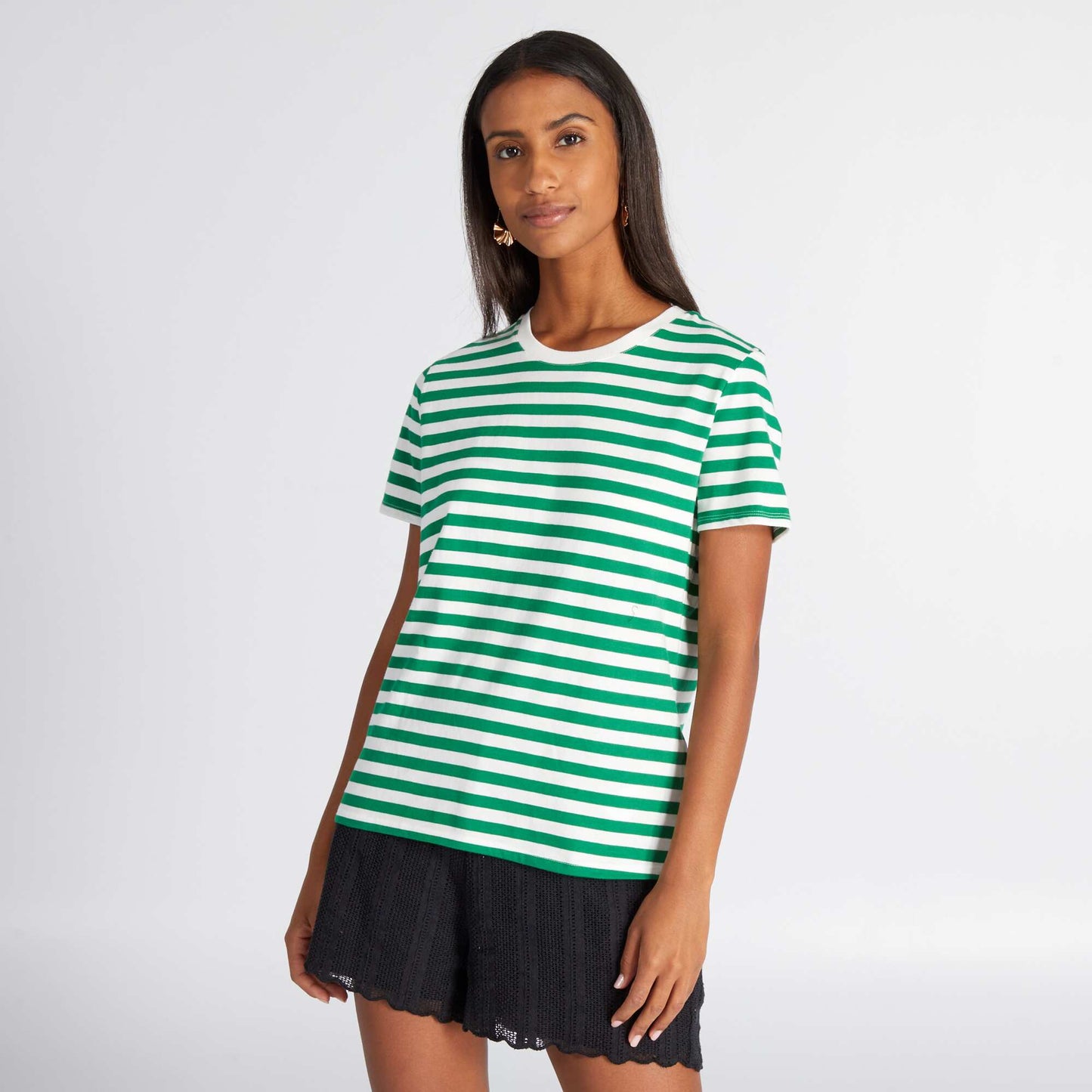 Striped printed T-shirt GREEN