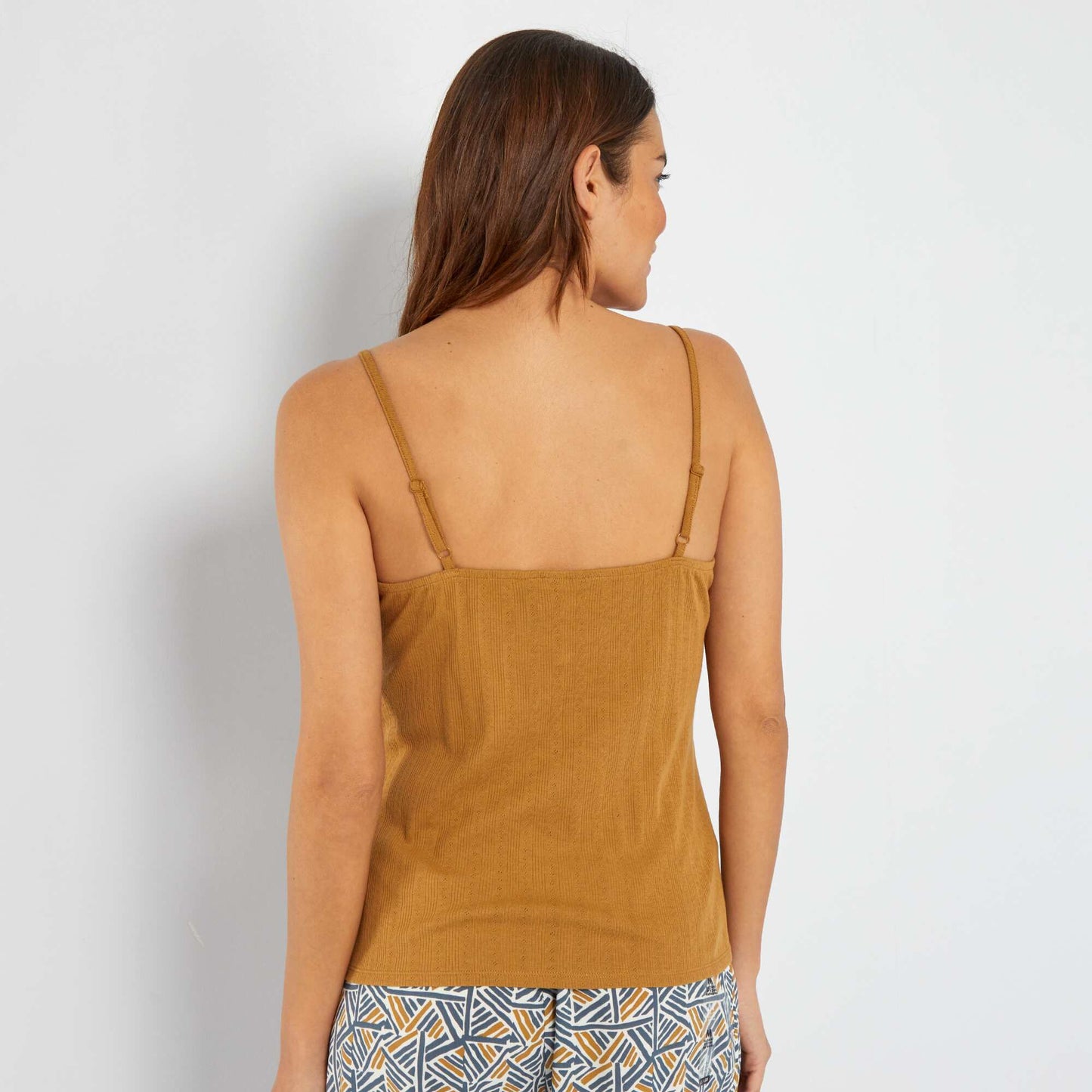 Pointelle knit pyjama top BEIGE