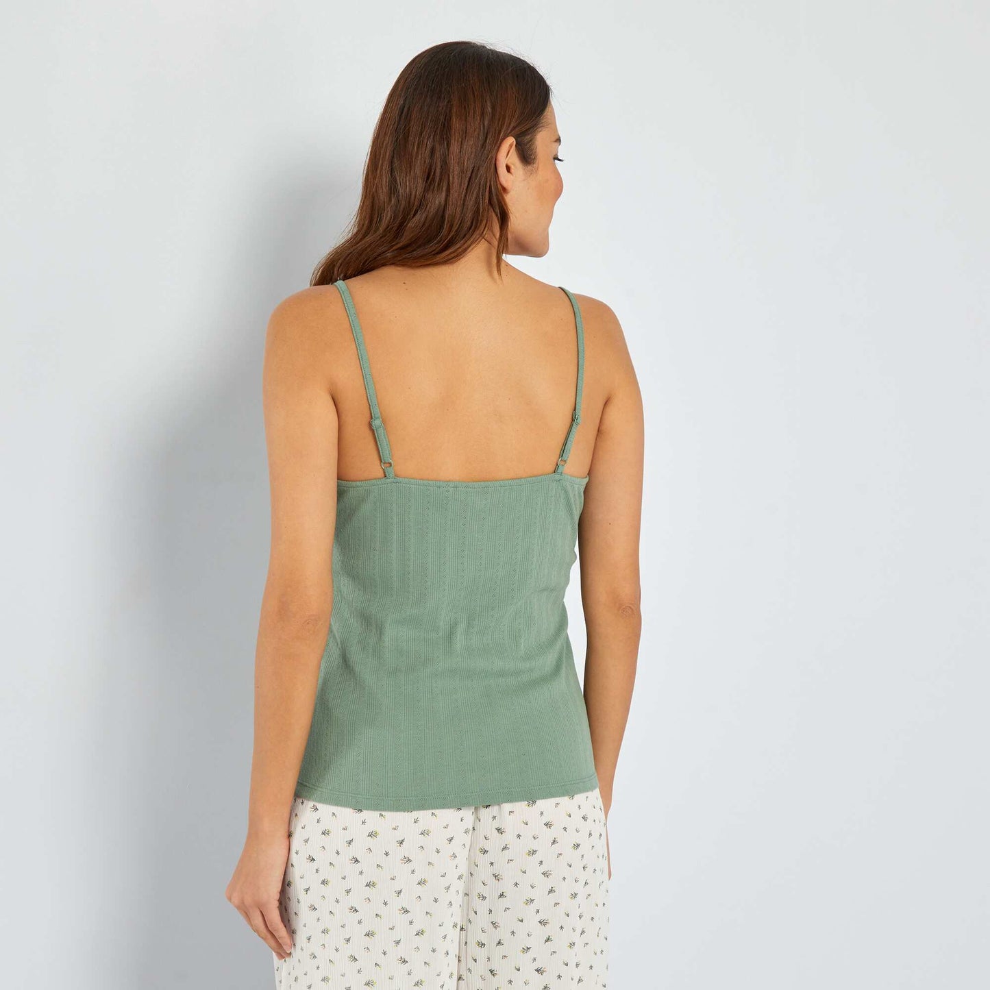 Pointelle knit pyjama top GREEN