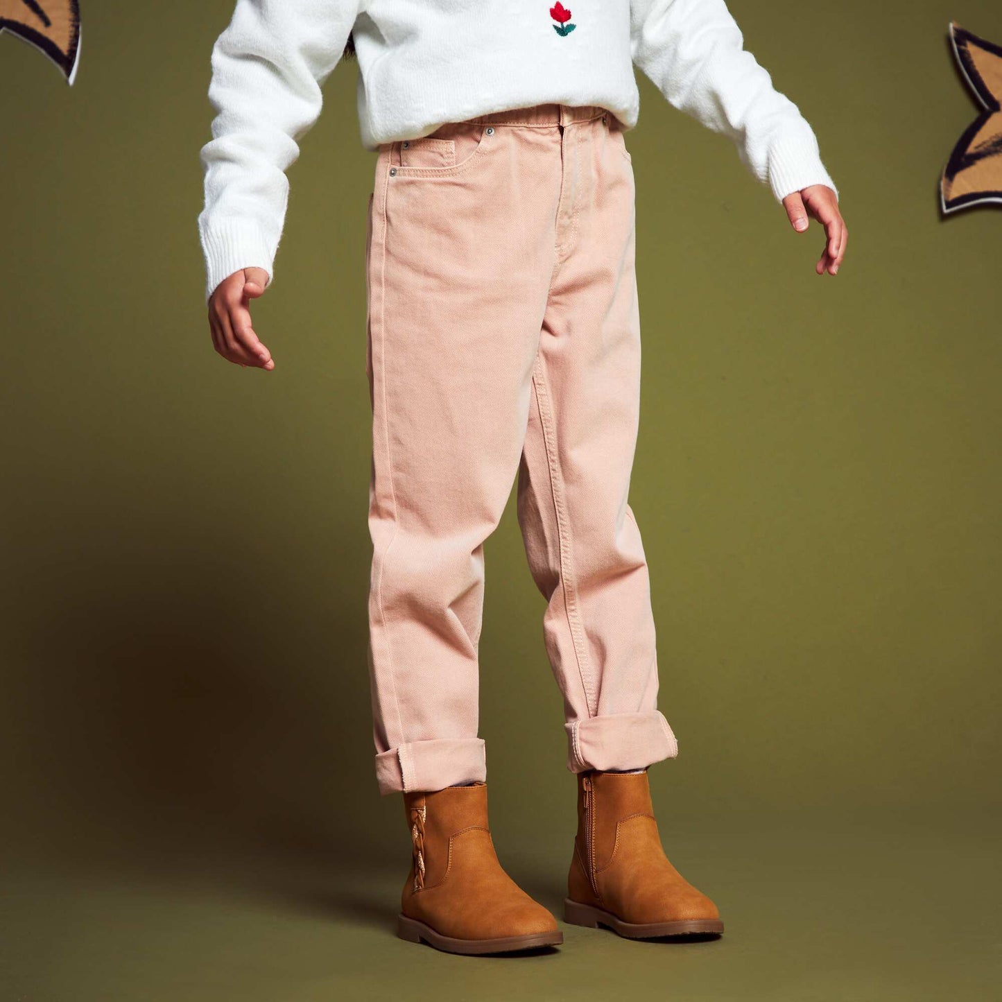 Mom-fit denim trousers PINK