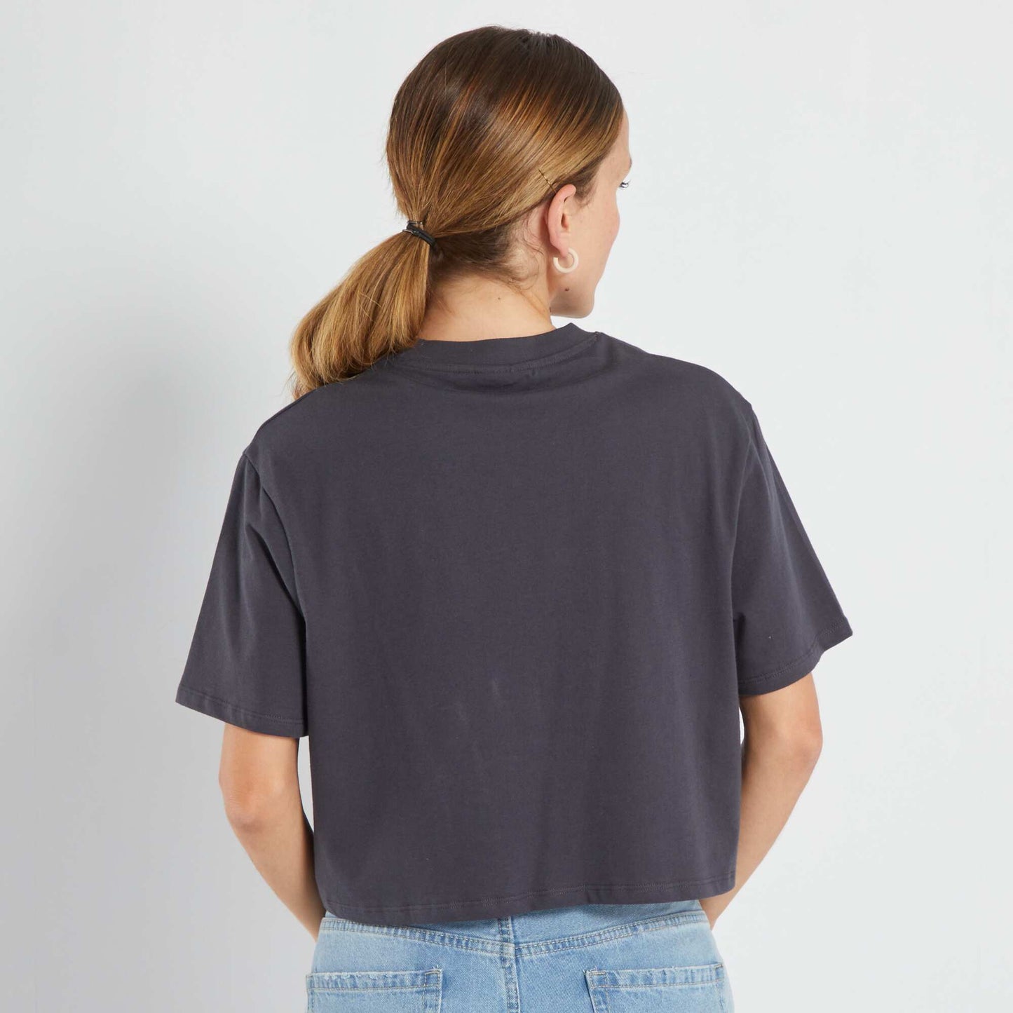 'Disney' 'Stitch' cropped oversized T-shirt DARKGREY