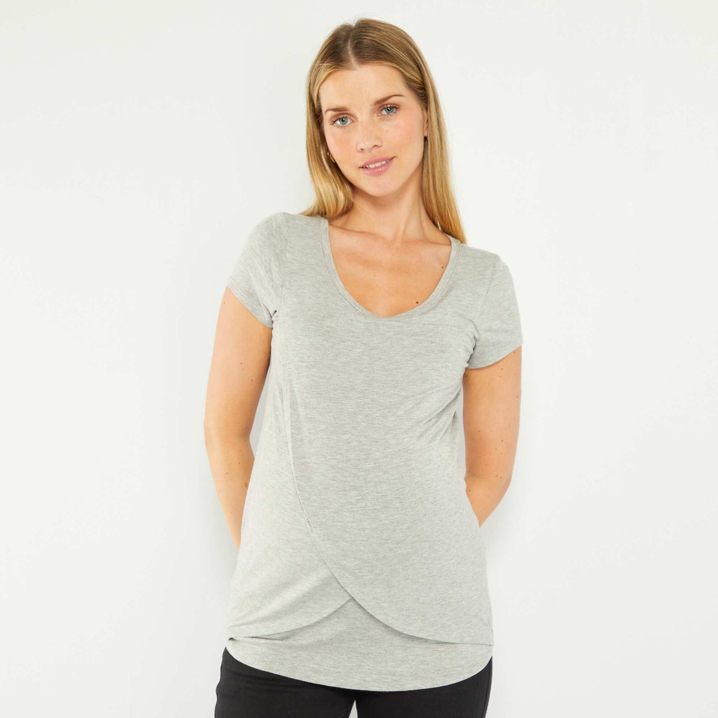 Round-neck nursing T-shirt GREY