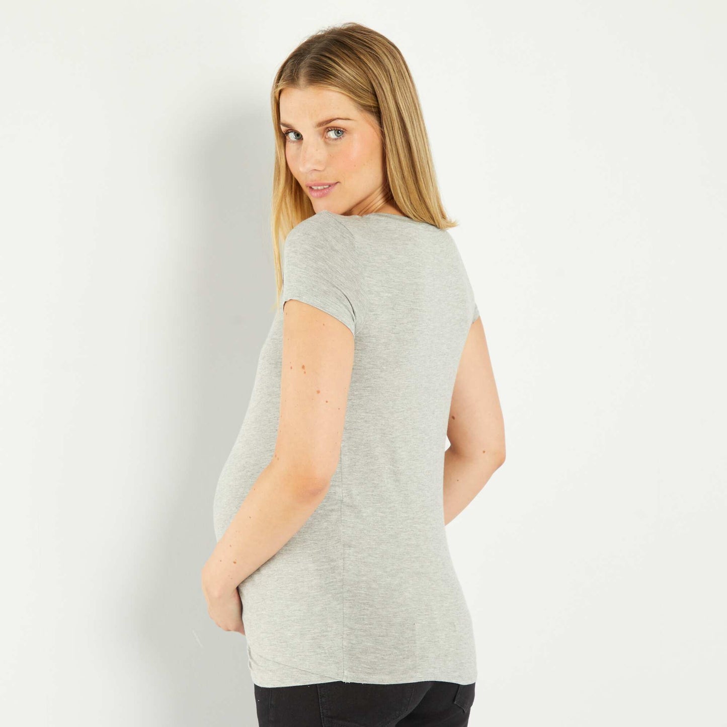 Round-neck nursing T-shirt GREY