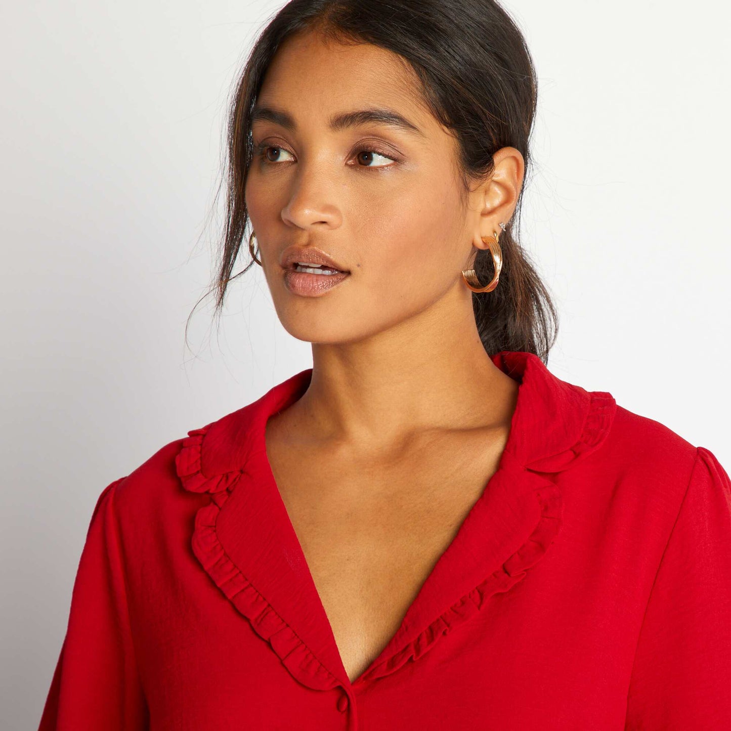 Flowing long-sleeved blouse Red