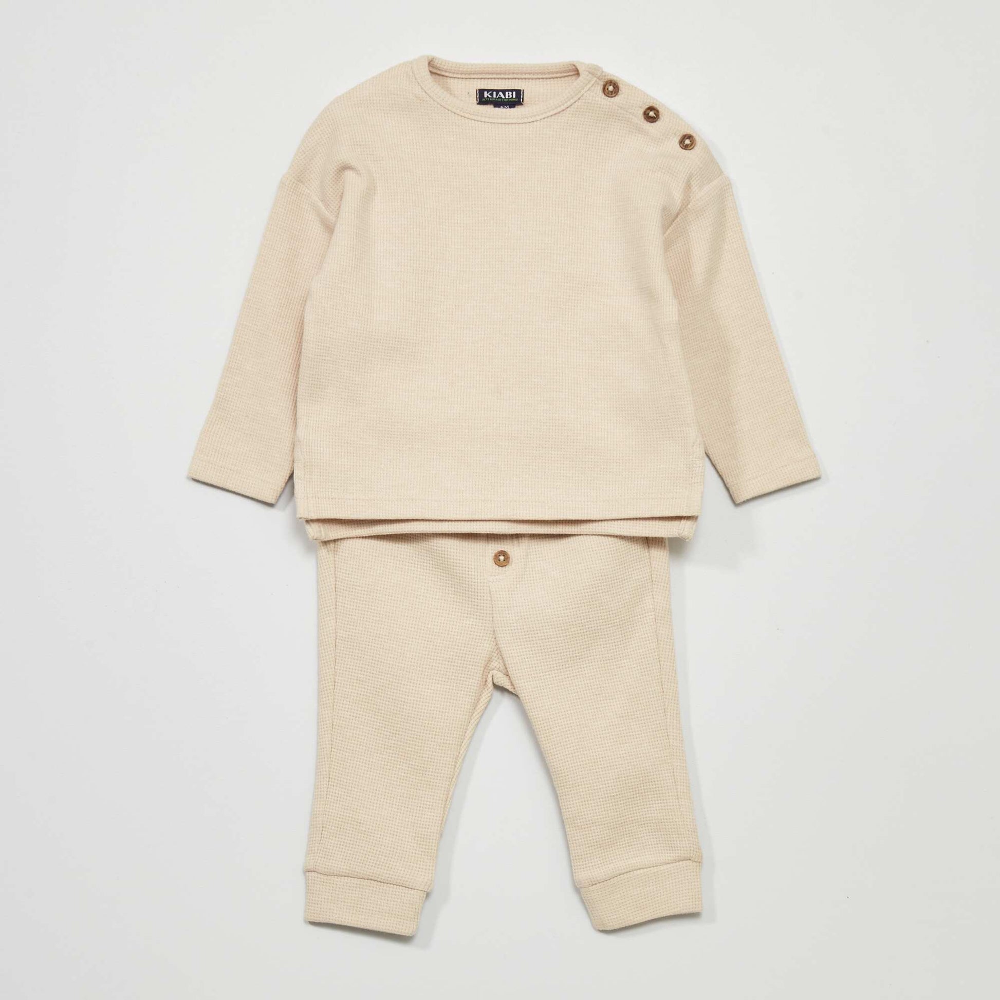 Waffle-knit set - Two-piece set BEIGE