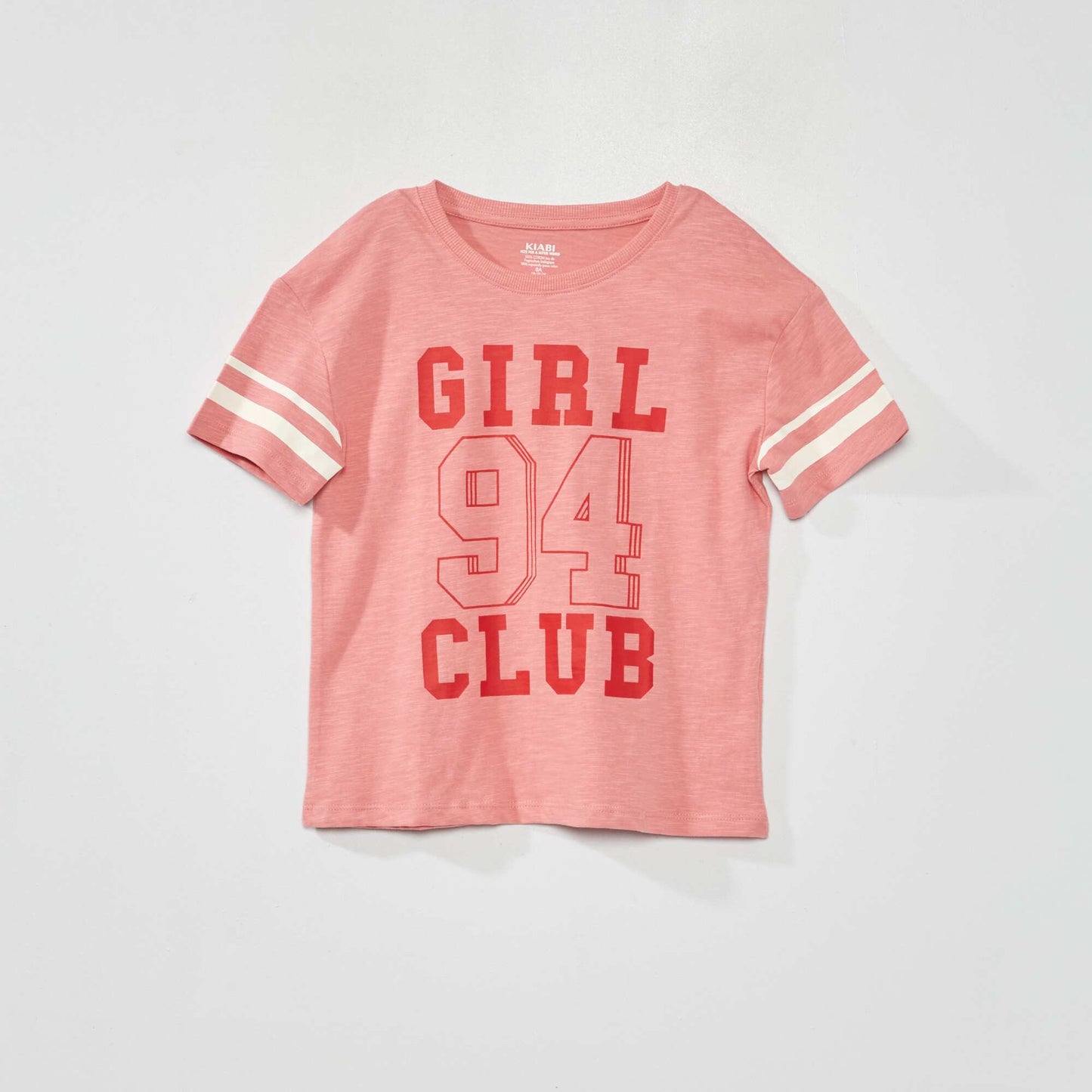 Round-neck campus-style T-shirt PINK