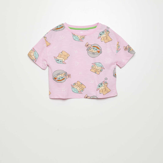 Cropped 'Baby Yoda' T-shirt PINK