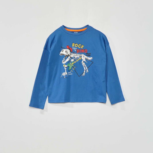 Long-sleeved T-shirt with print Blue