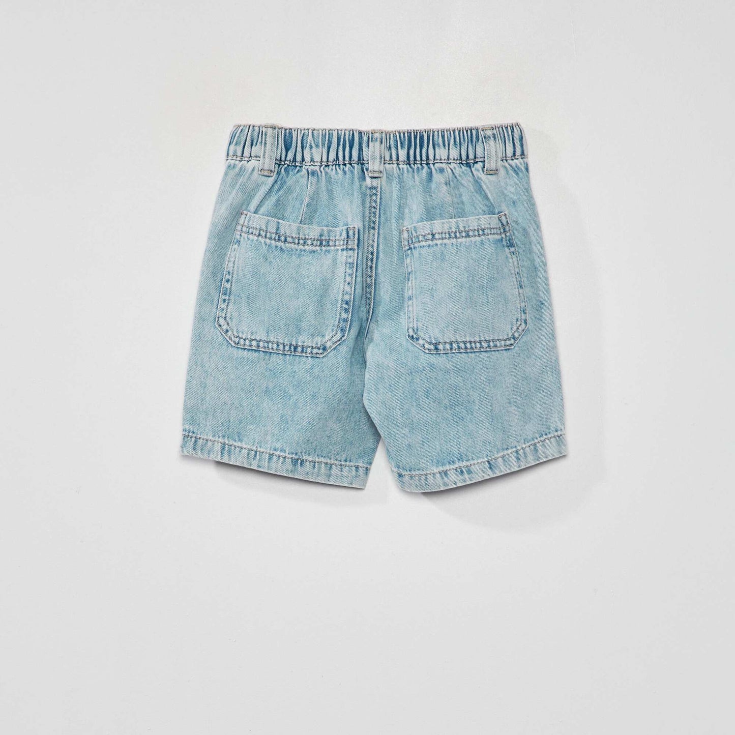 Denim Bermuda shorts with elasticated waist Blue