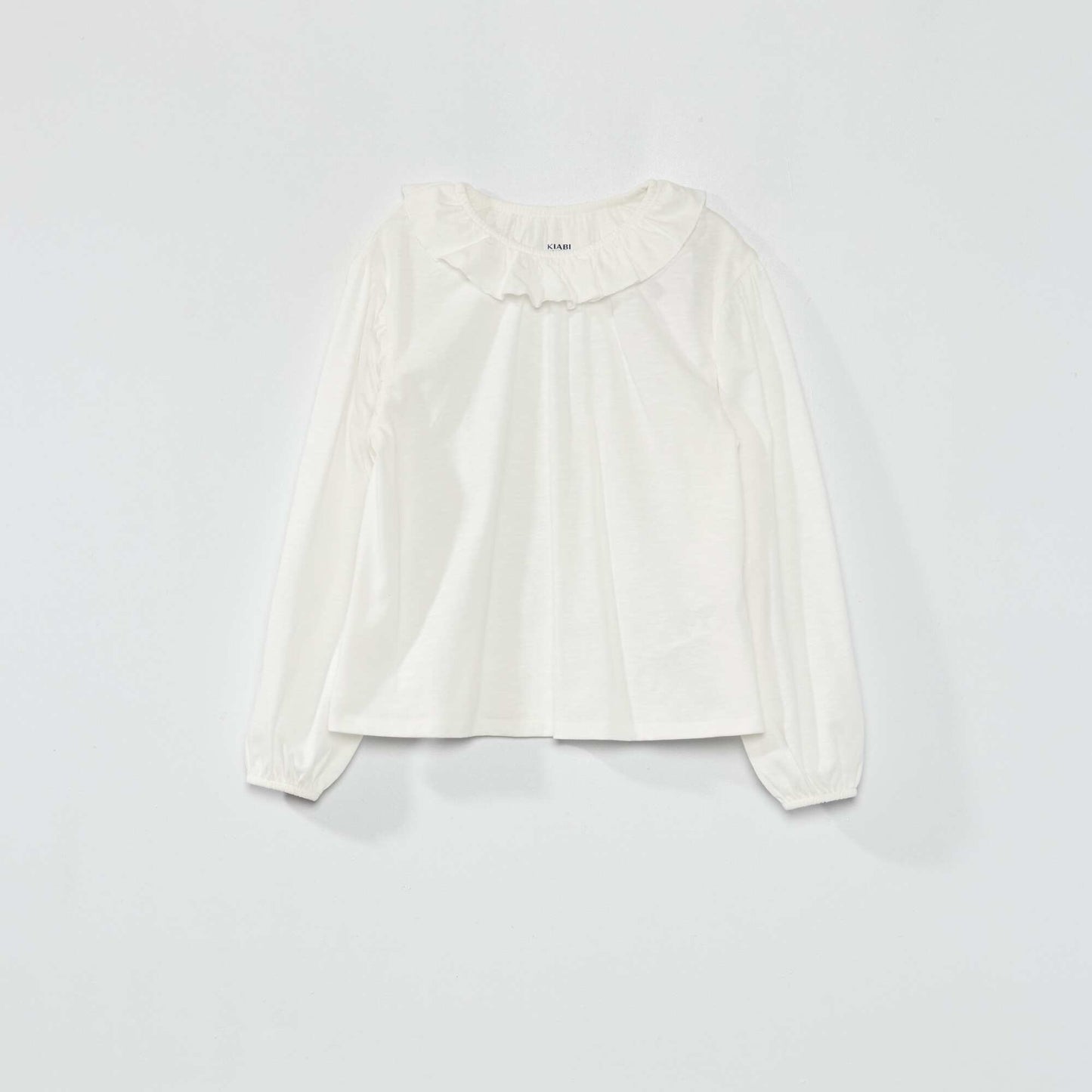 T-shirt with little ruffled collar WHITE