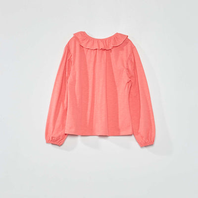 T-shirt with little ruffled collar PINK