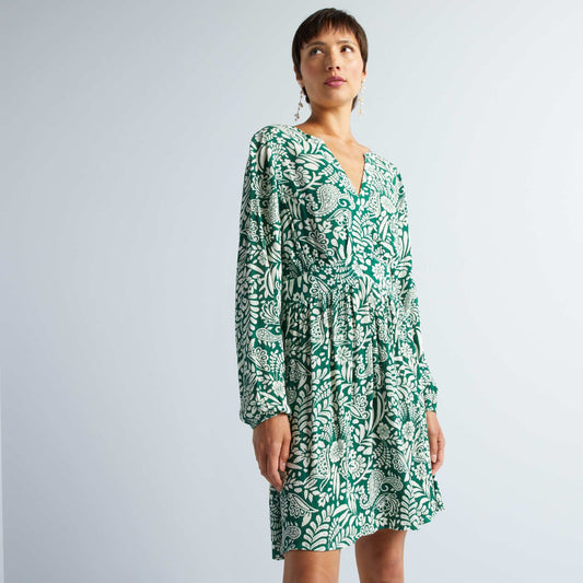 Short crepon dress GREEN