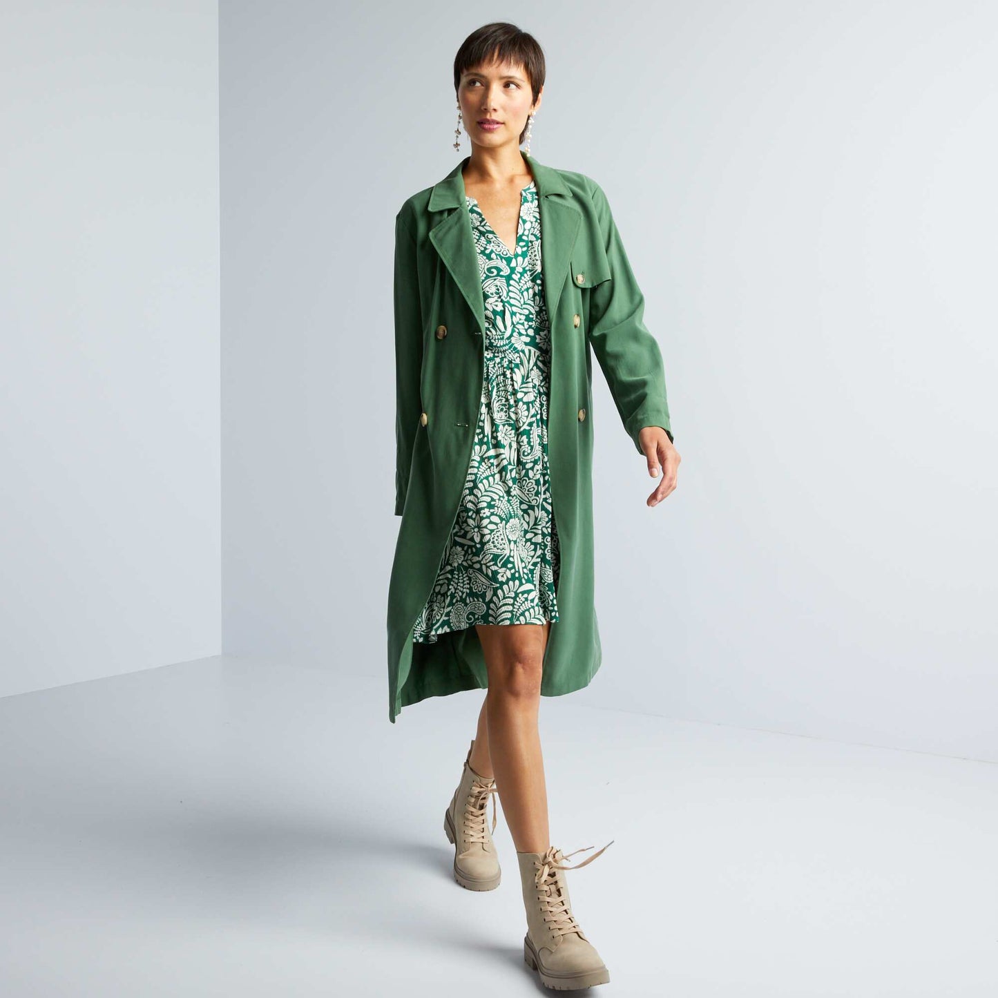 Short crepon dress GREEN