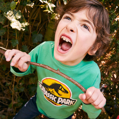 تي شيرت Jurassic Park بأكمام طويلة باللون الأخضر