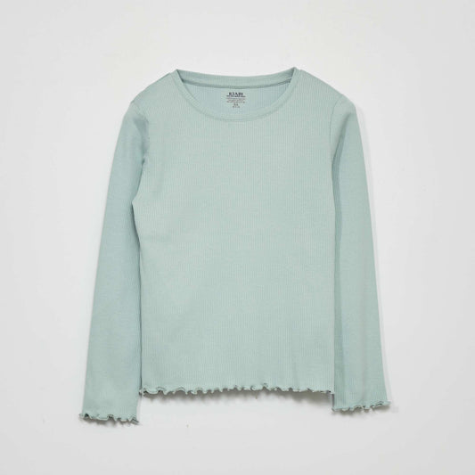 Ribbed knit long-sleeved T-shirt BLUE ETHE