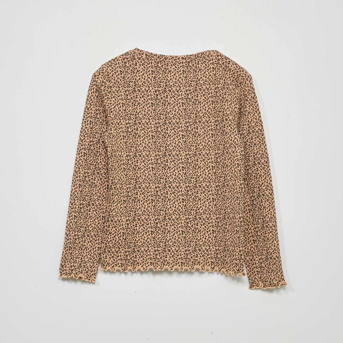 Ribbed knit printed T-shirt BEIGE