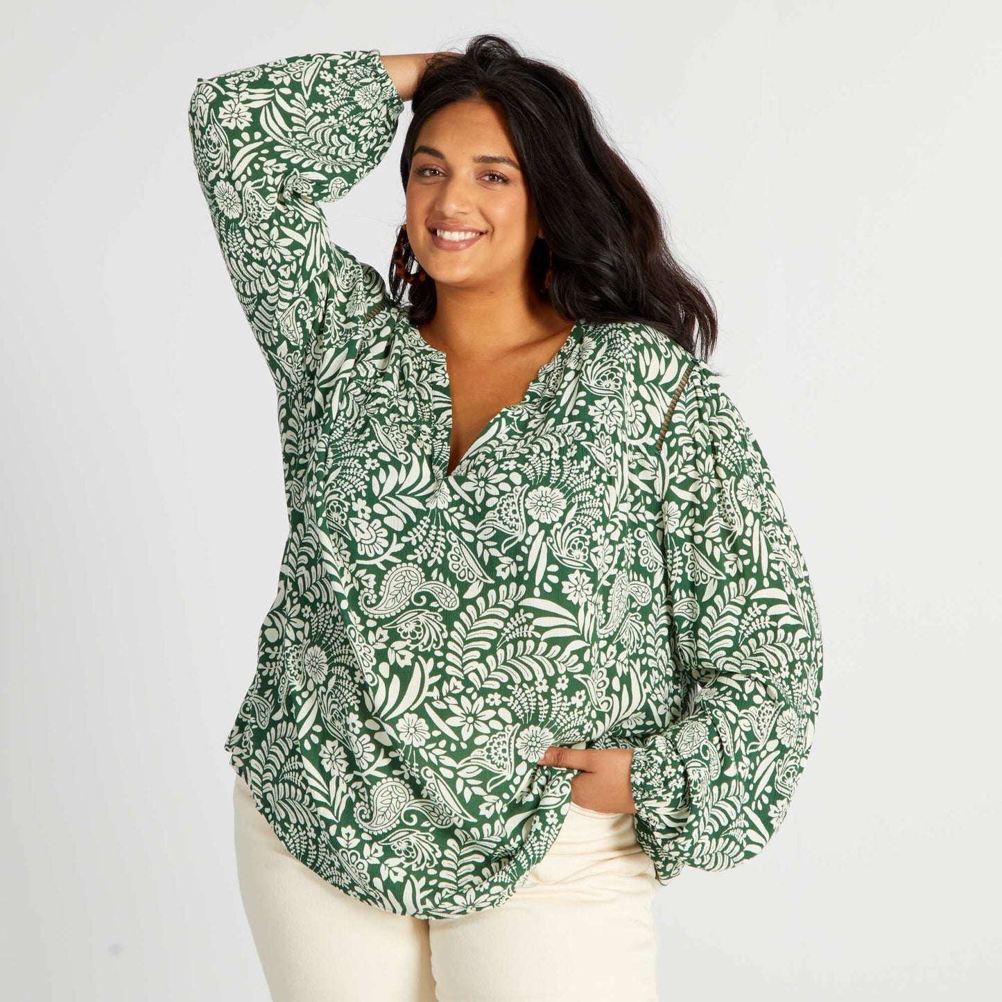 Flowing V-neck blouse GREENBISIM