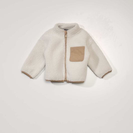 Zip-up sherpa sweatshirt White