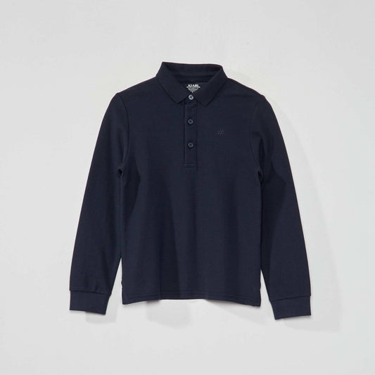 Piqué knit polo shirt blue