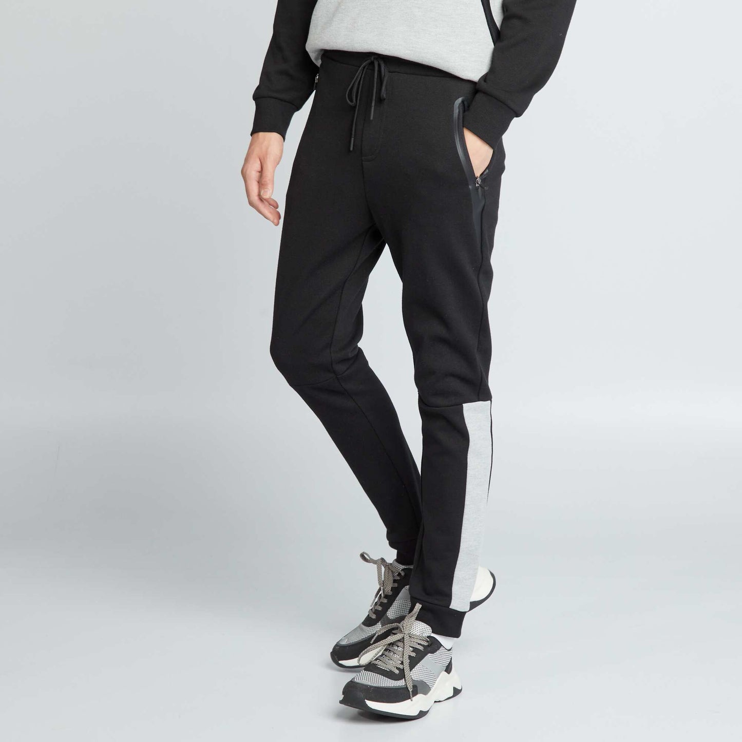 Cotton piqué joggers Black