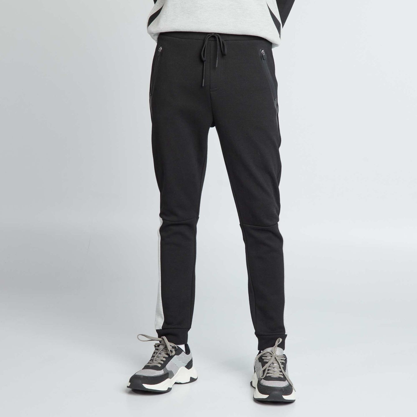 Cotton piqué joggers Black