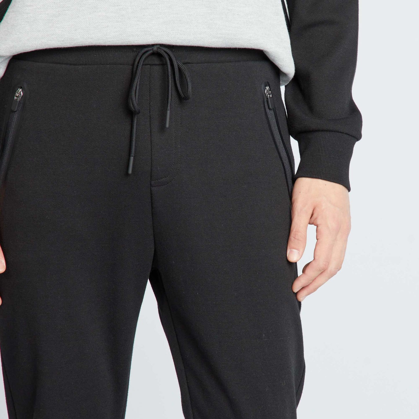 Cotton piqué joggers Black