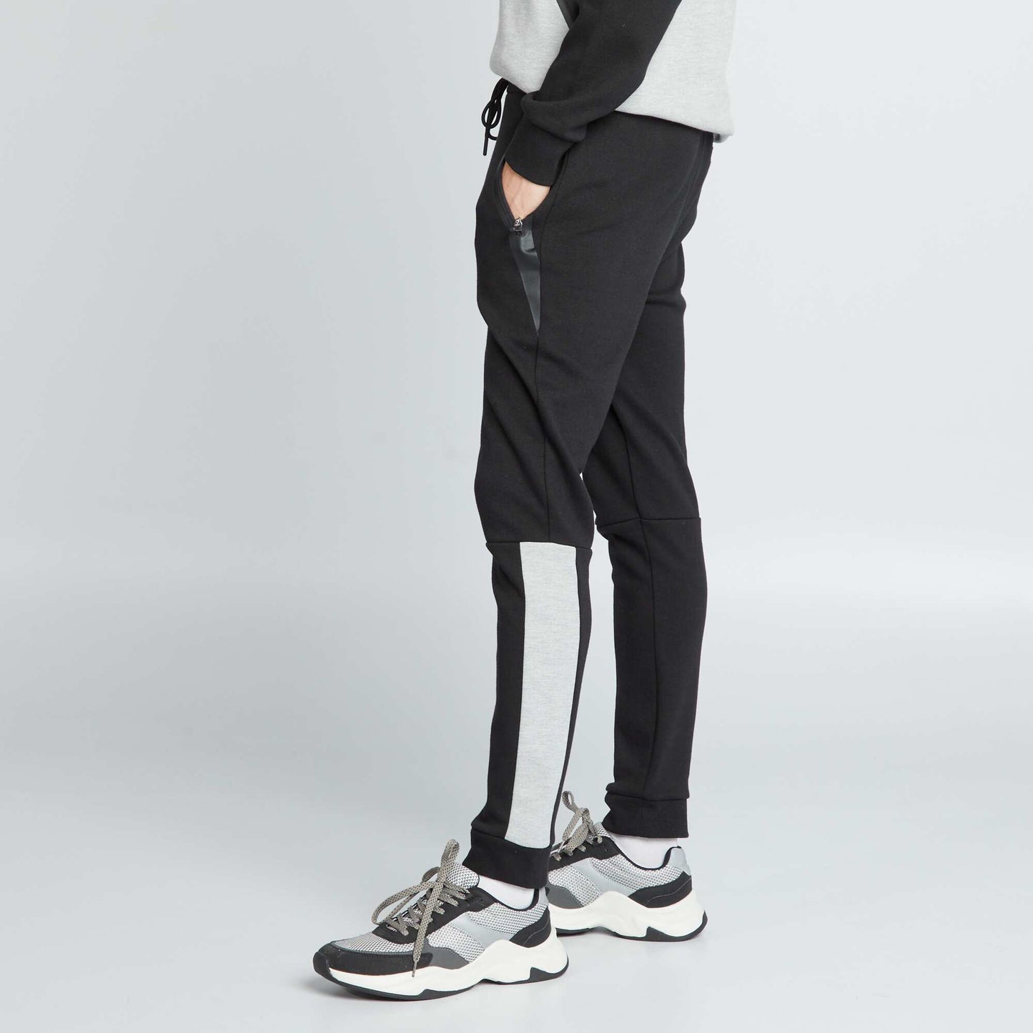 Cotton piqué joggers Black