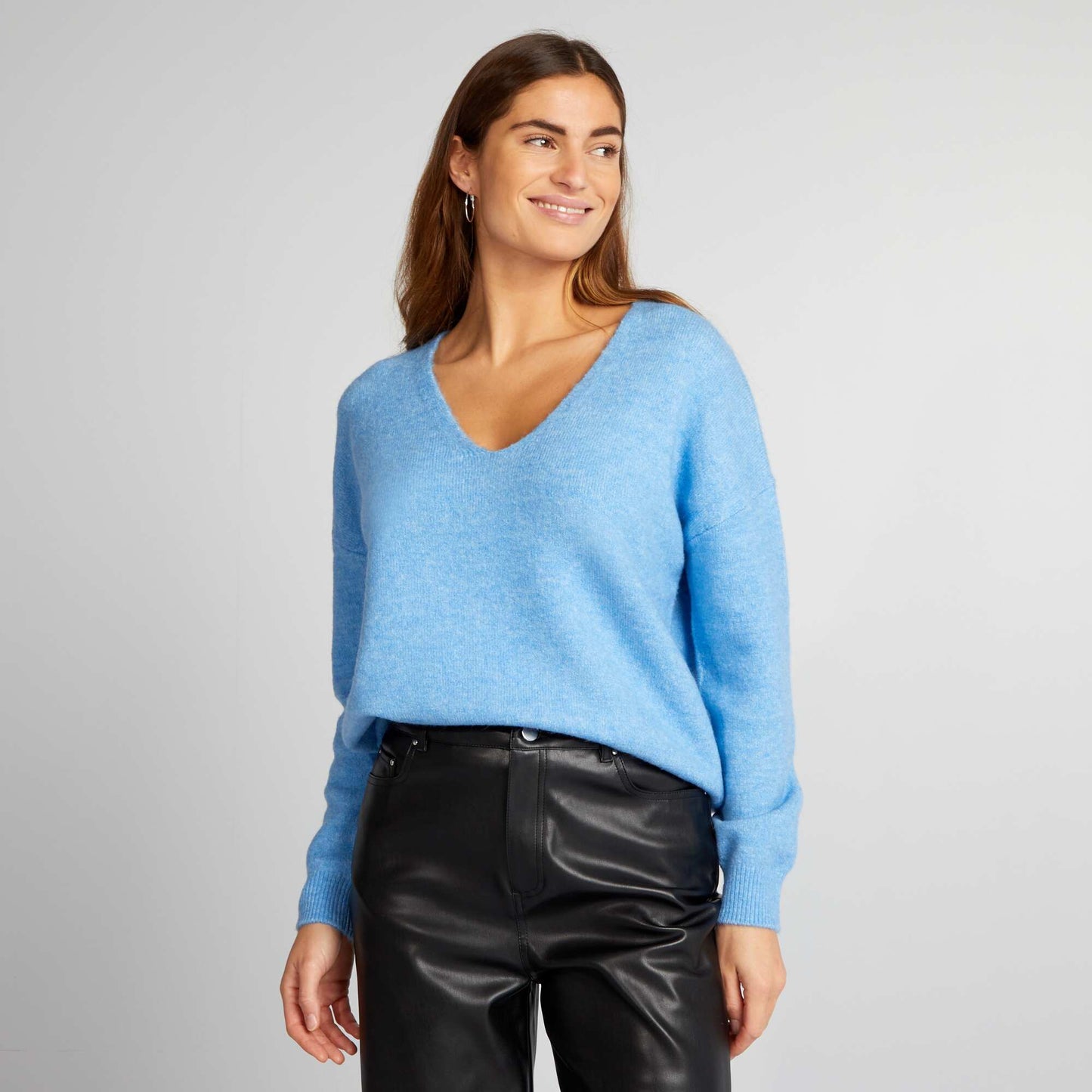 Sweater with drop shoulders BLUE