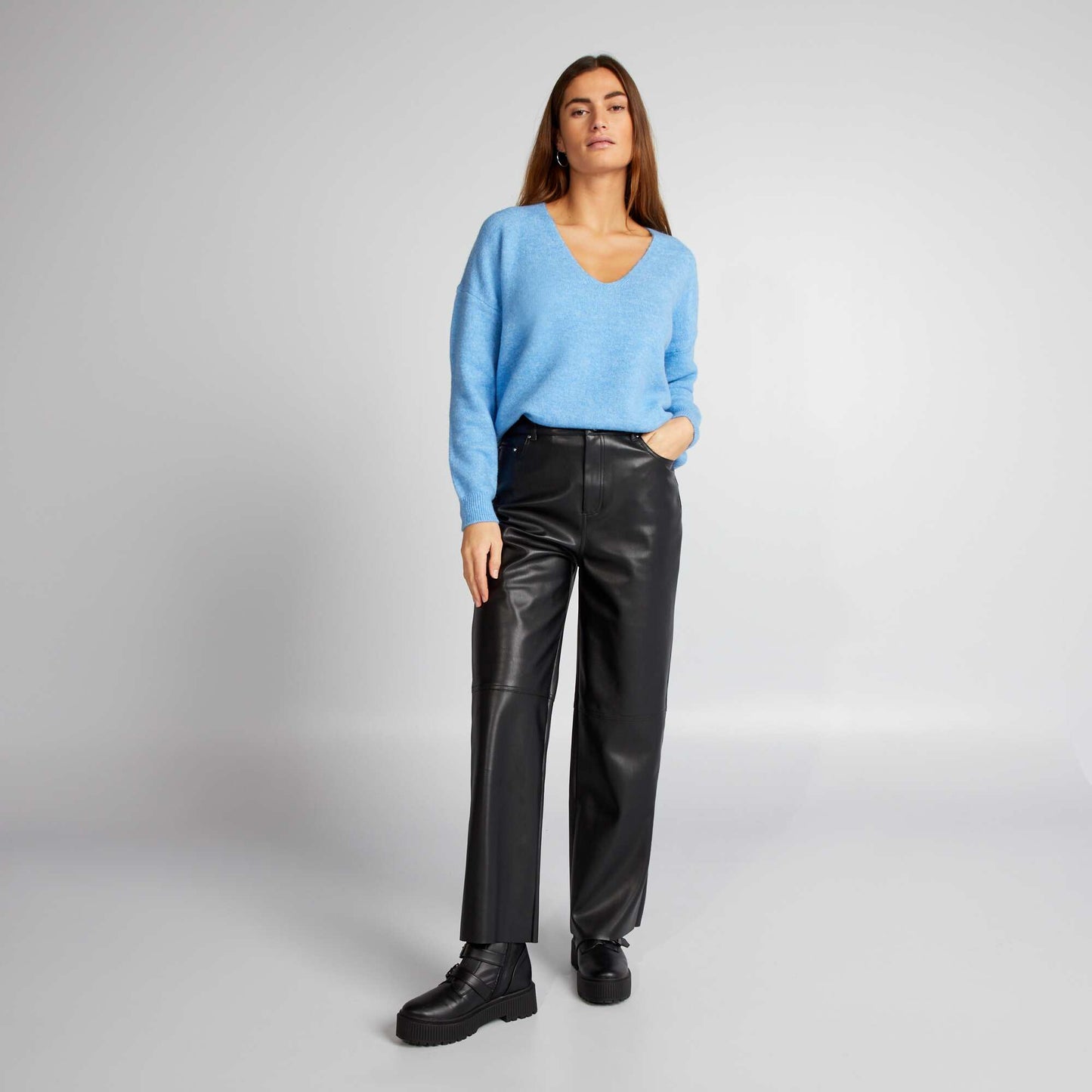 Sweater with drop shoulders BLUE