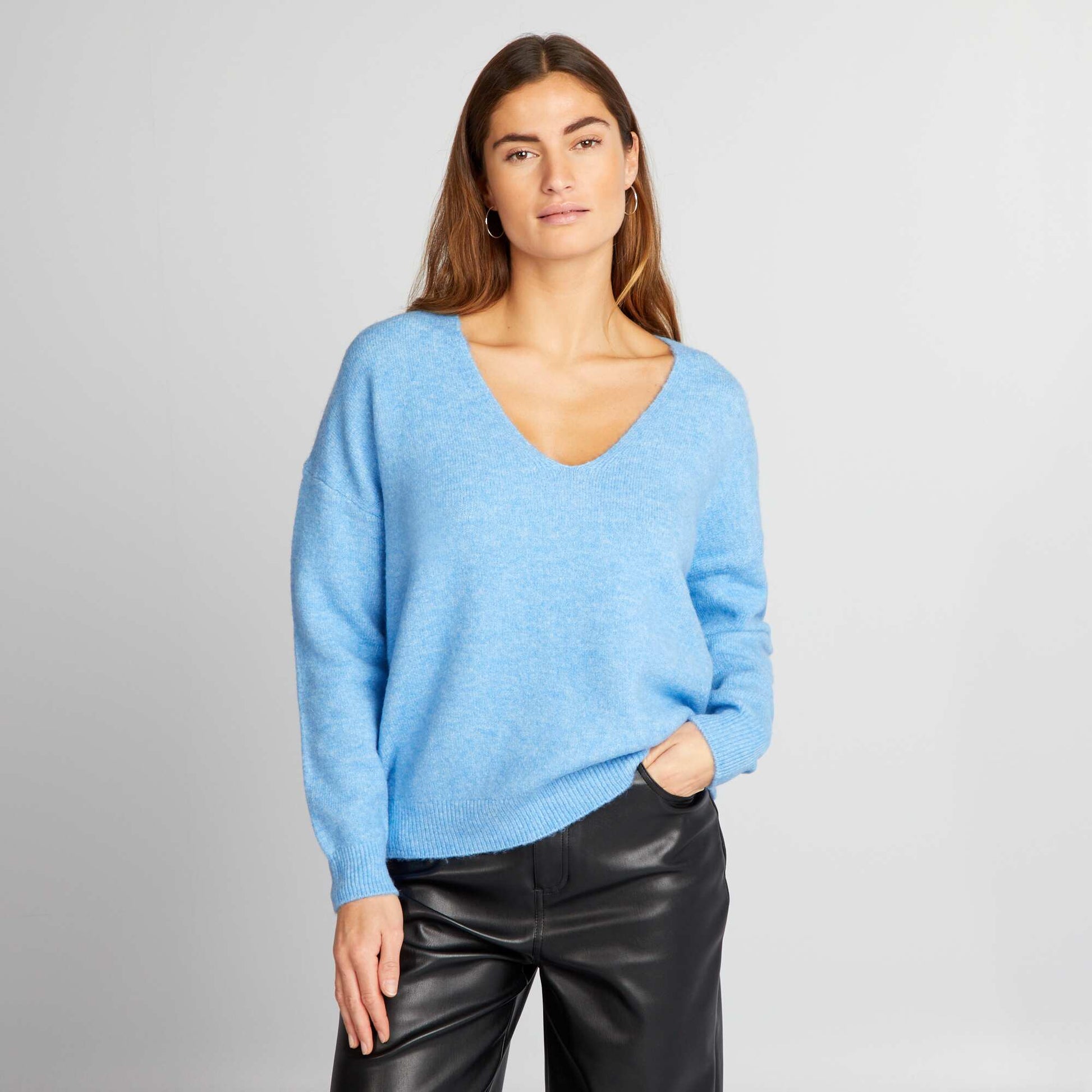 Sweater with drop shoulders BLUE