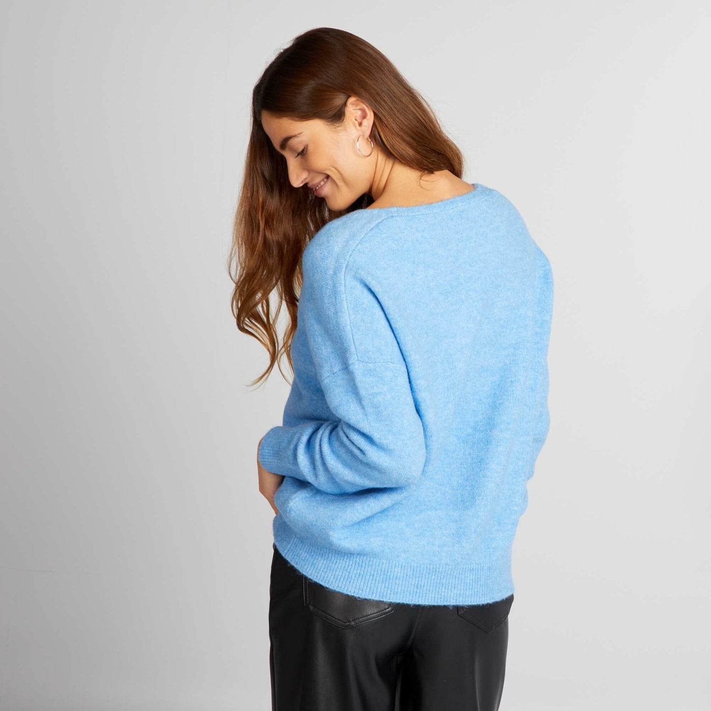 Sweater with drop shoulders BLUE