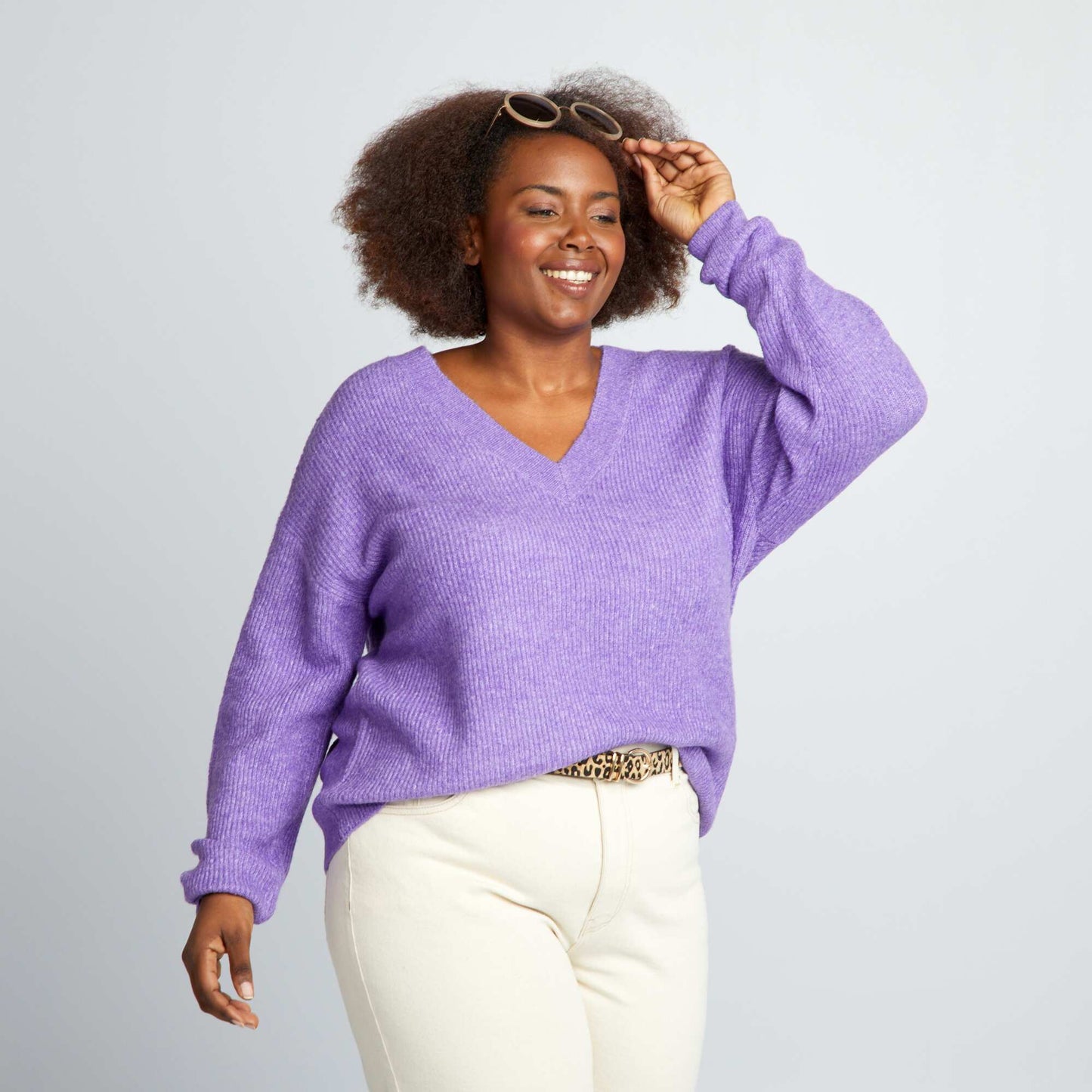 Knit V-neck sweater Purple