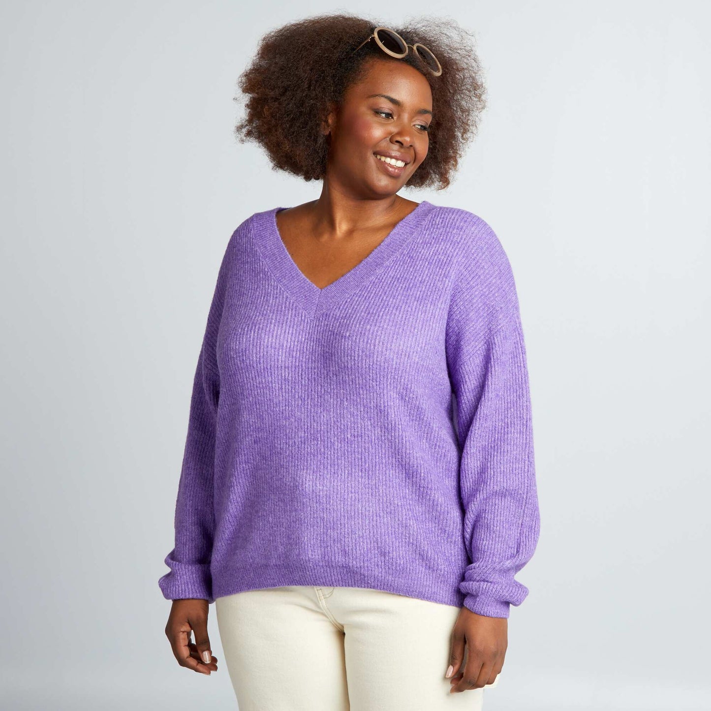 Knit V-neck sweater Purple