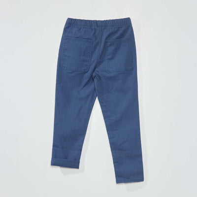 Jogger-style twill trousers dark blue