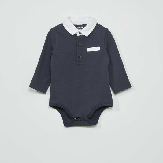 Polo-style piqué knit body blue