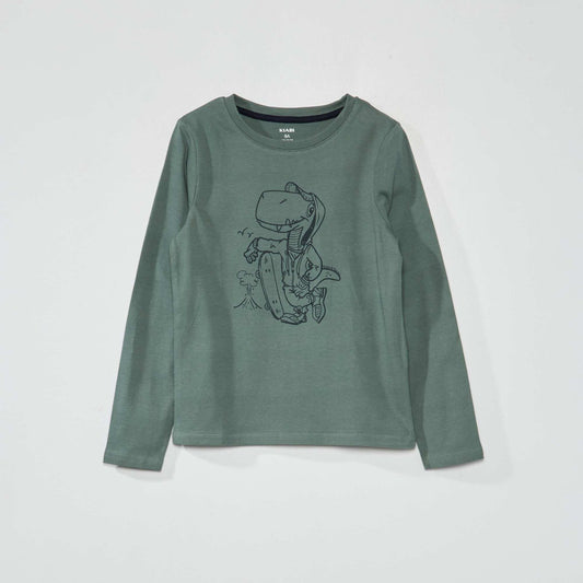 Long-sleeved T-shirt with print KAKI_DINO