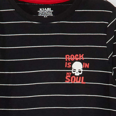 تي شيرت جيرسي بأكمام طويلة باللون الأسود