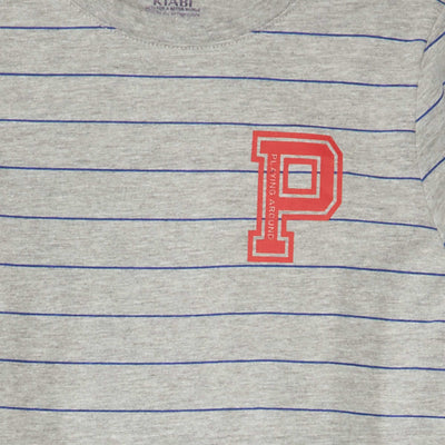 تي شيرت جيرسي بأكمام طويلة باللون الرمادي