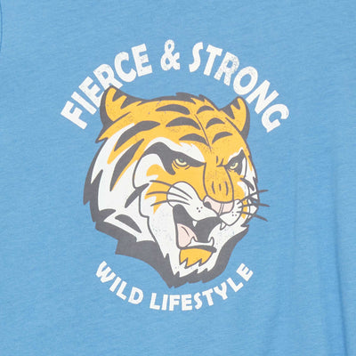 تي شيرت مطبوع باللون الأزرق