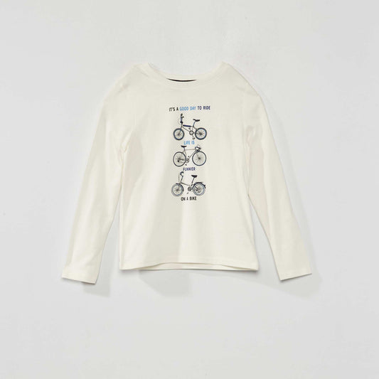 Printed round neck T-shirt WHITE